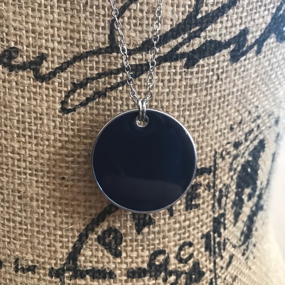 New York & Co Navy and Silver Medallion Necklace - Picture 2 of 2